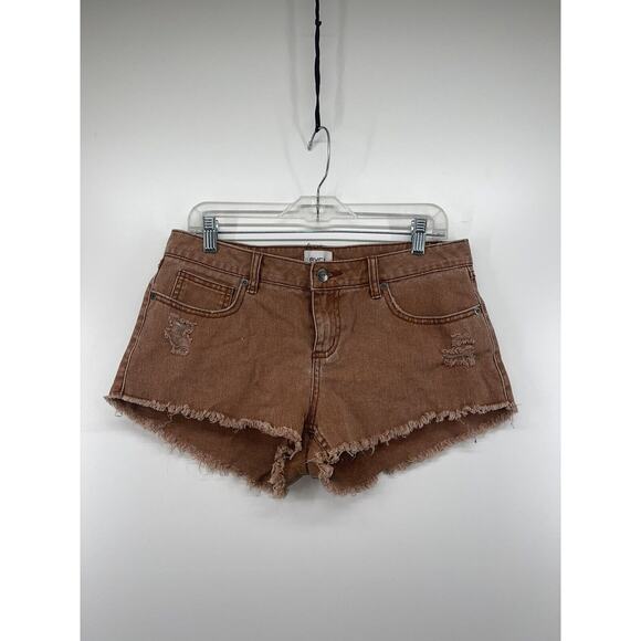 RVCA Hello Mellow Brown Cutoff Denim Jean Shorts Frayed Edge Women’s Size 29 - Picture 8 of 12